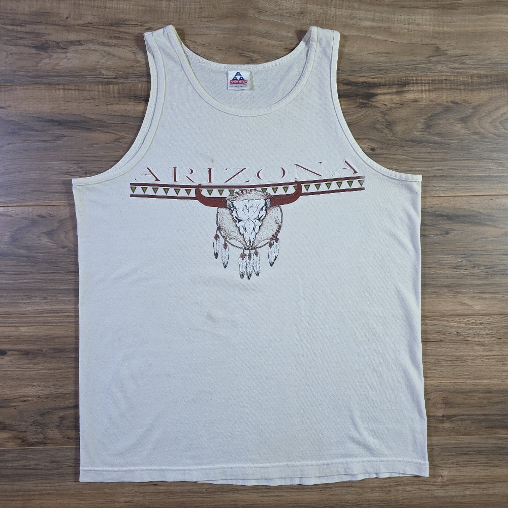 AAA Alstyle Tank Top Western Vintage | Arizona Cow Skull White Large